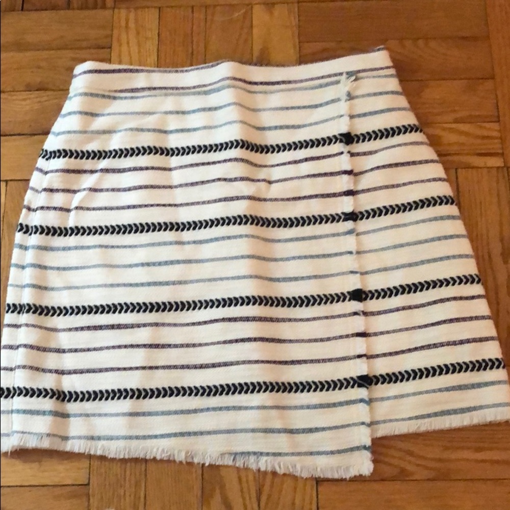 Loft asymmetrical skirt with fringed edges
